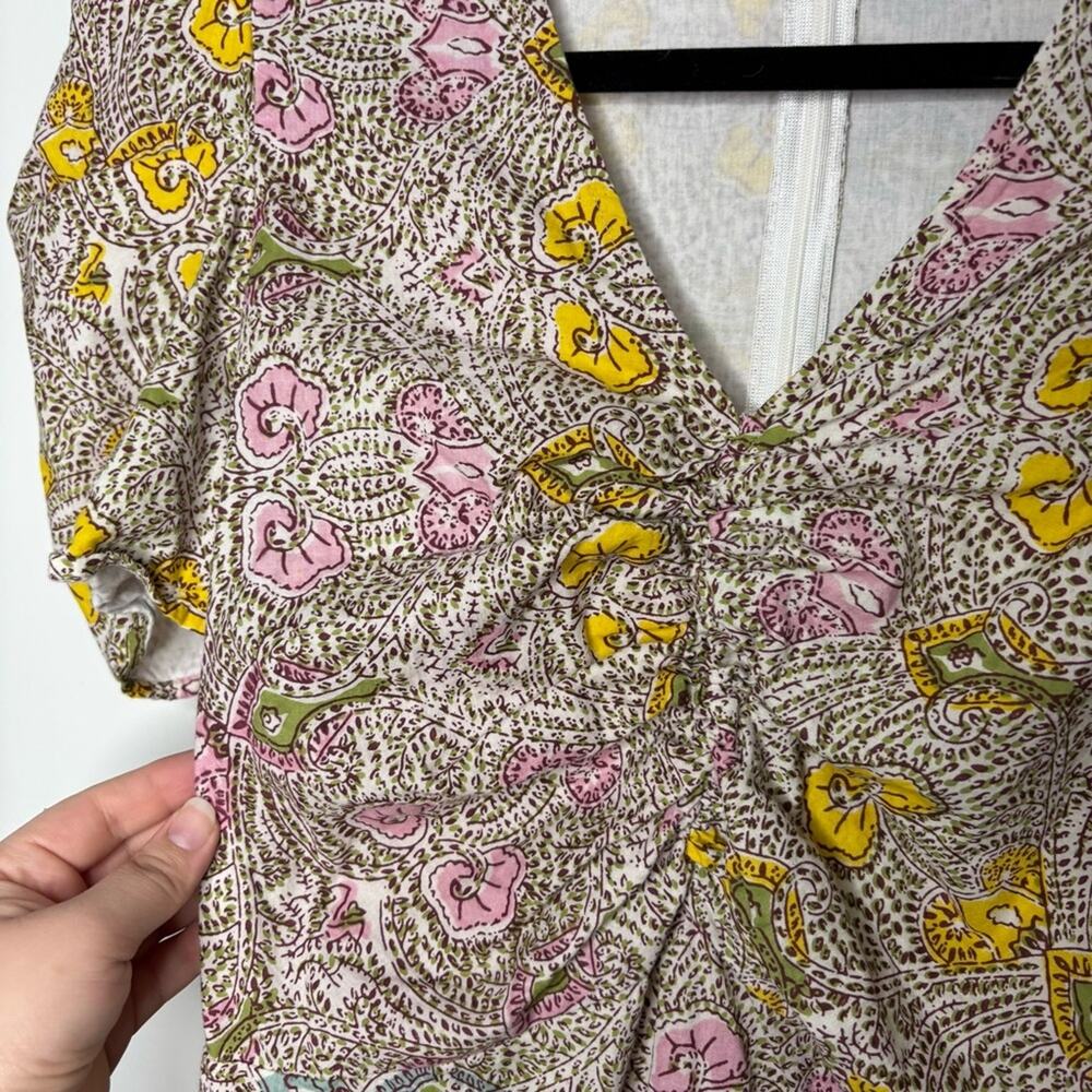 Anna Cate Midi dress puffy sleeves floral colorful 100% cotton lined size XS - Picture 4 of 7